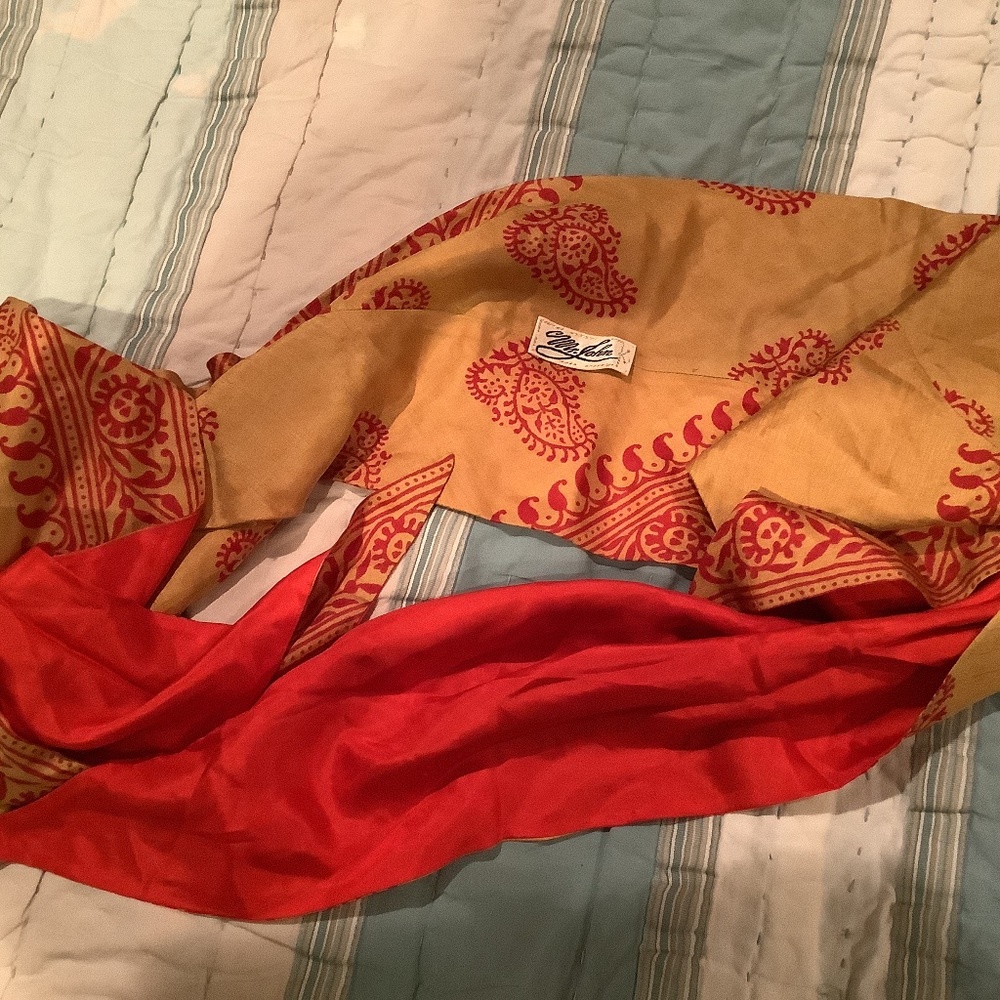 Vintage I magnin Mr. John tuxedo scarf batik silk 91”
